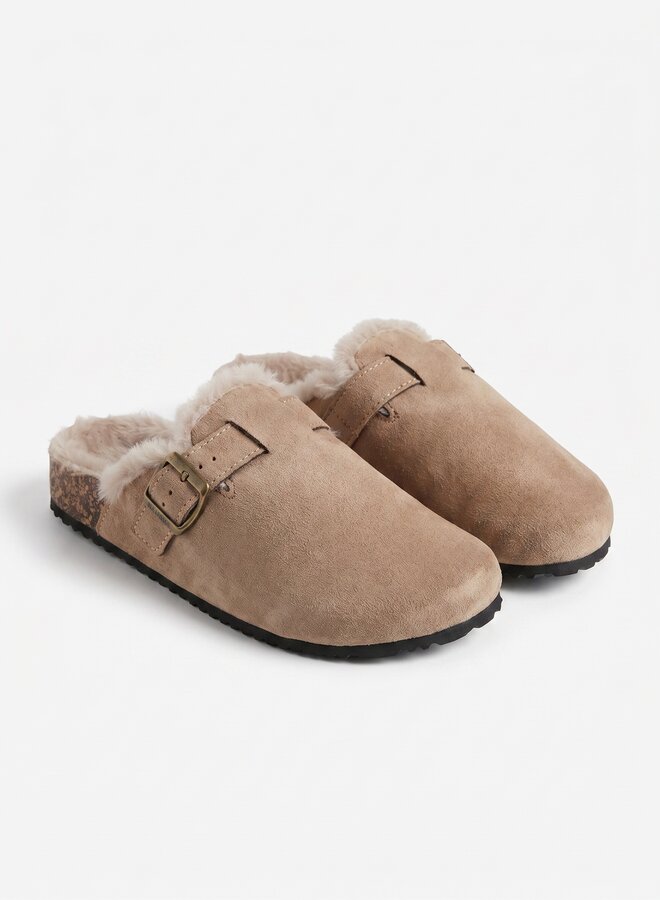 Warme instapper klomp beige