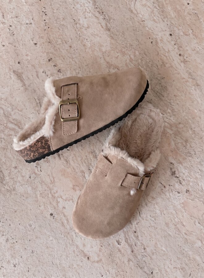 Warme instapper klomp beige