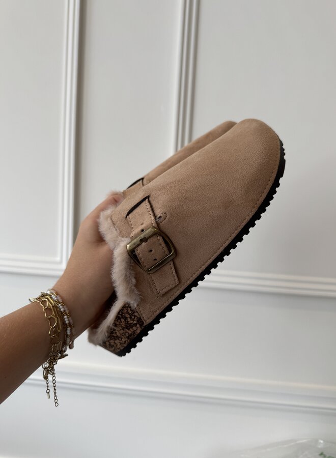 Warme instapper klomp beige