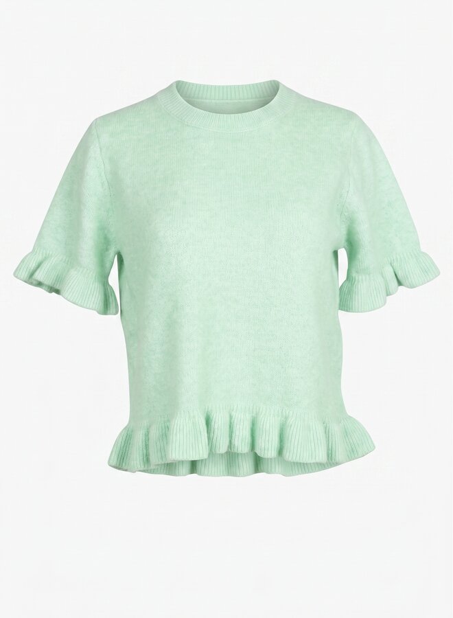 Gebreide top met ruffle mouw groen