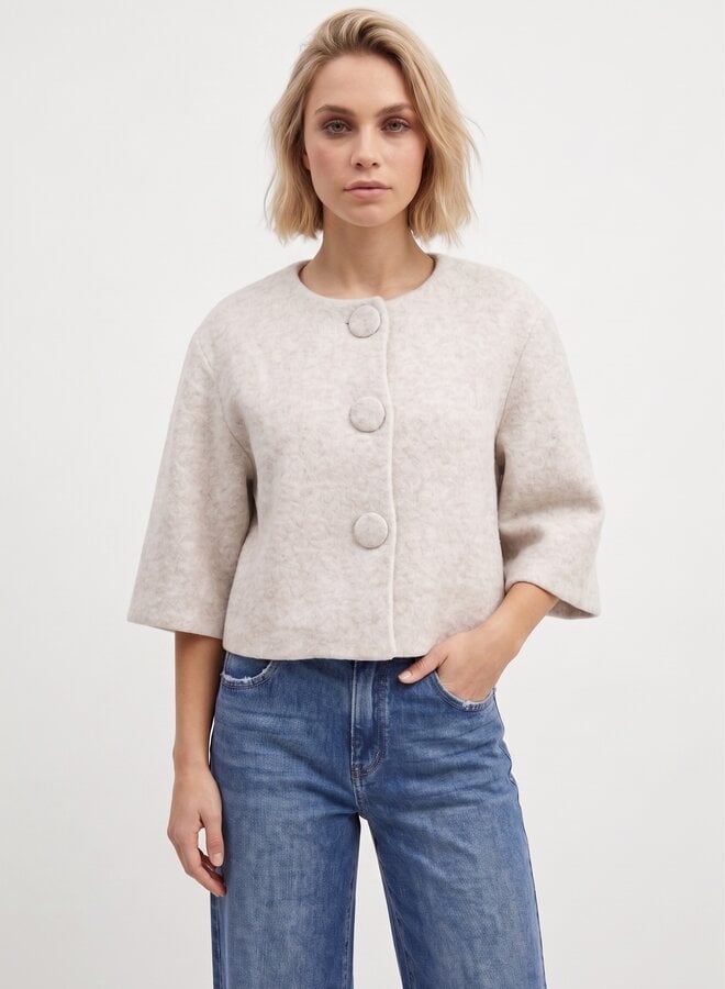 Vest korte mouw met grote knopen beige