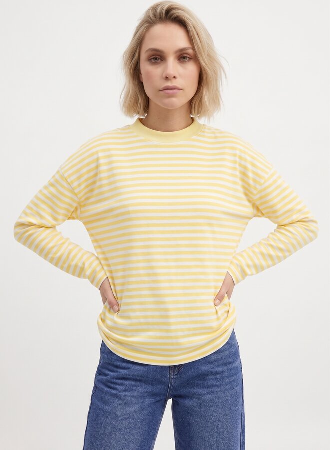 Longsleeve gestreept geel wit