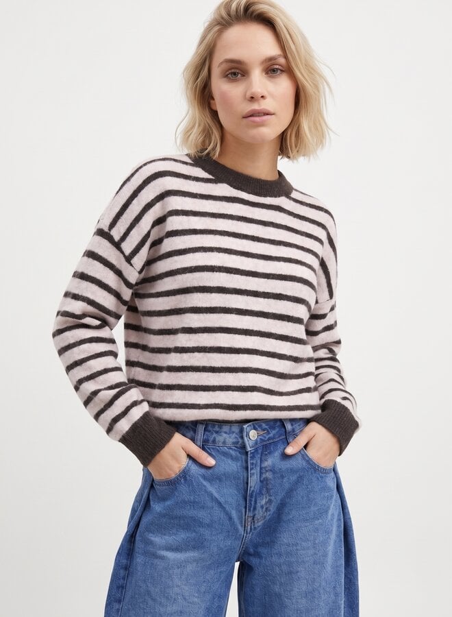 Gestreepte trui Sabine bruin beige