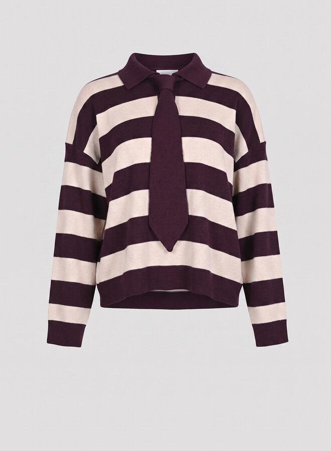 Gestreepte polo trui bordeaux