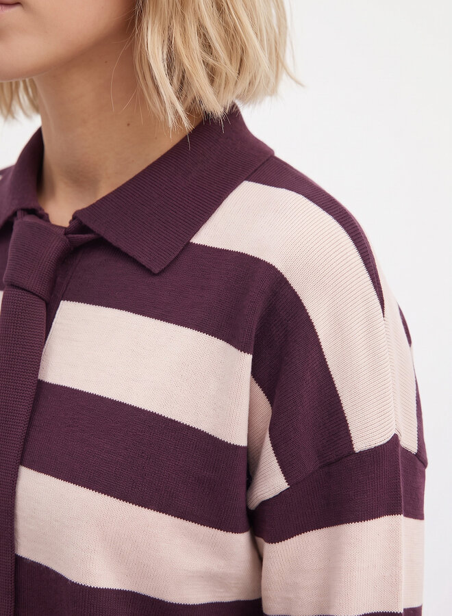 Gestreepte polo trui bordeaux