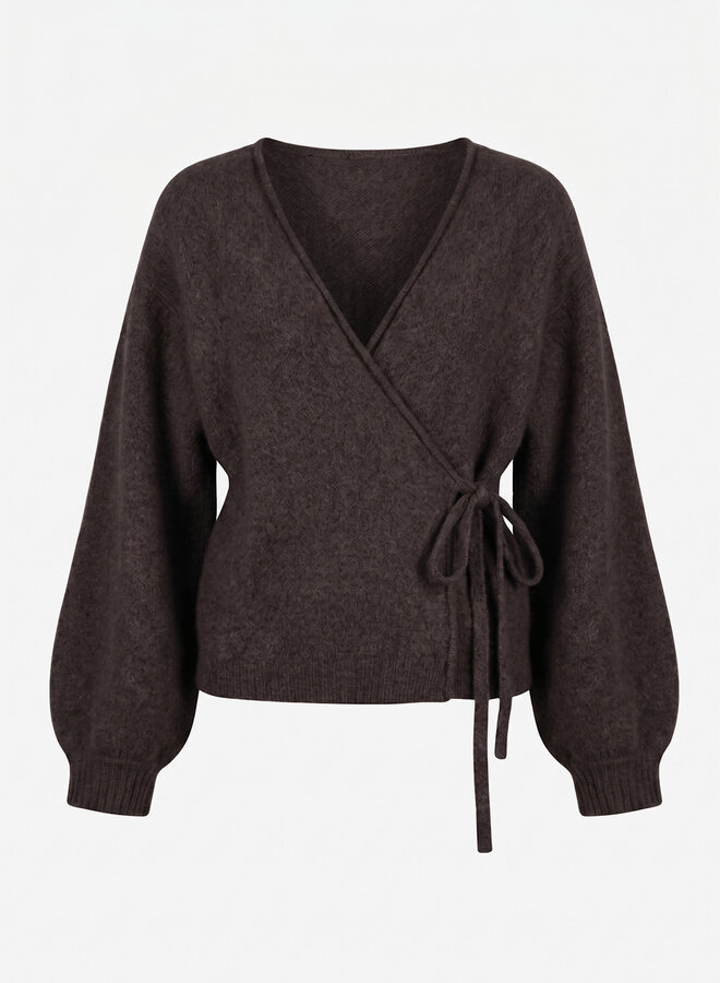 Overslag vest gebreid chocolade
