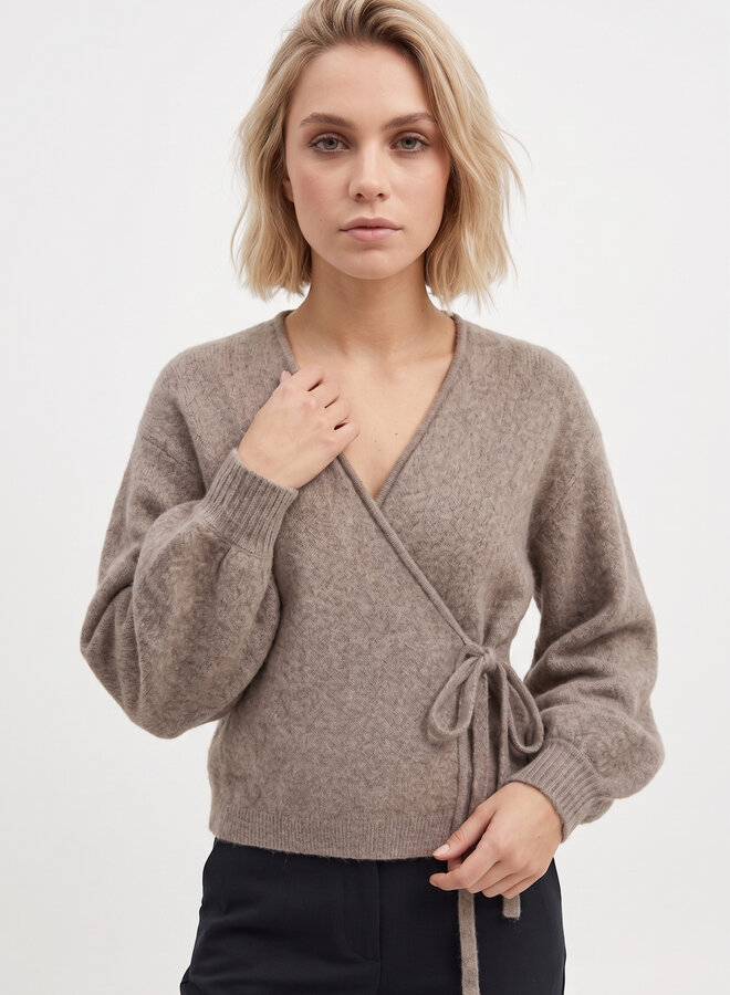 Overslag vest gebreid beige