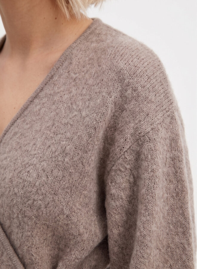 Overslag vest gebreid beige