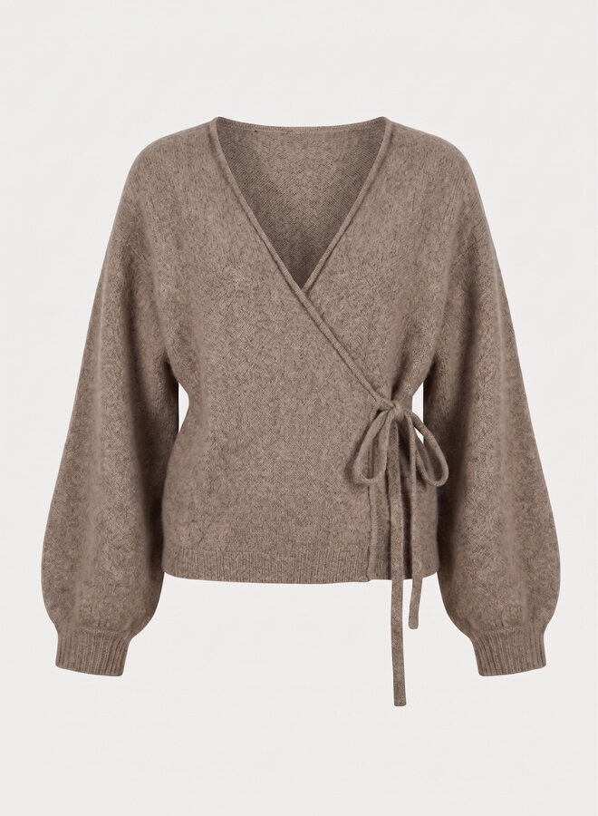 Overslag vest gebreid beige
