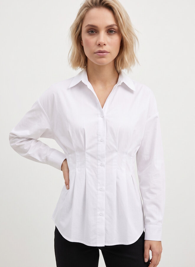 Popeline blouse wit