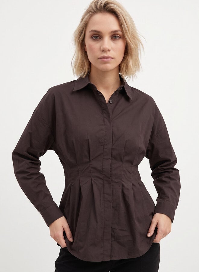 Popeline blouse chocolade