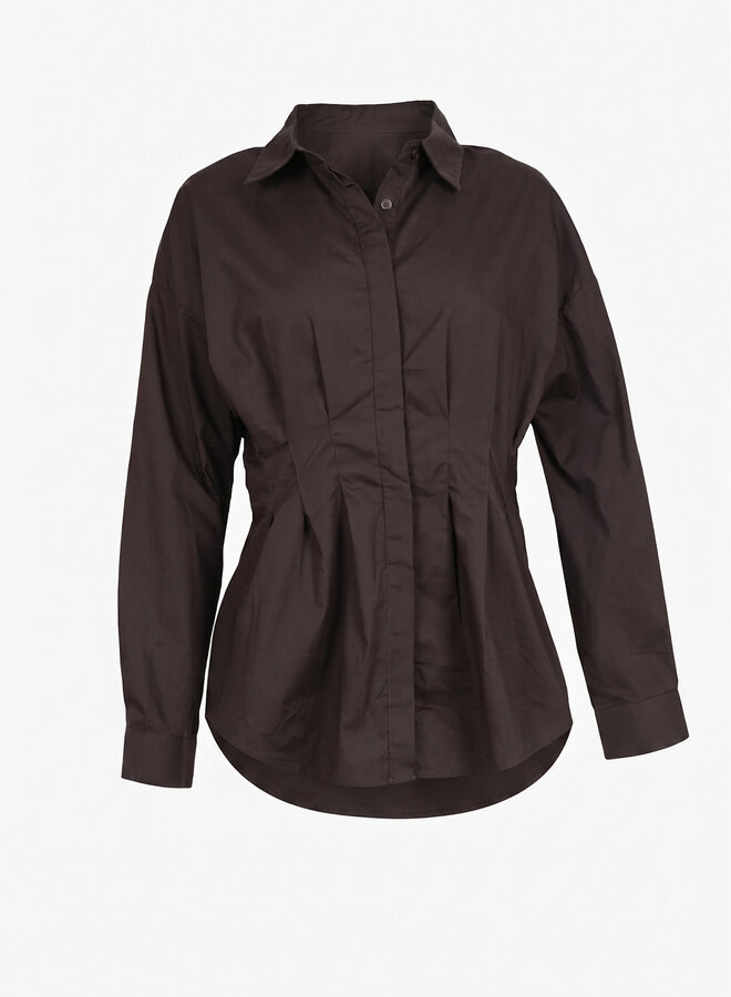 Popeline blouse chocolade