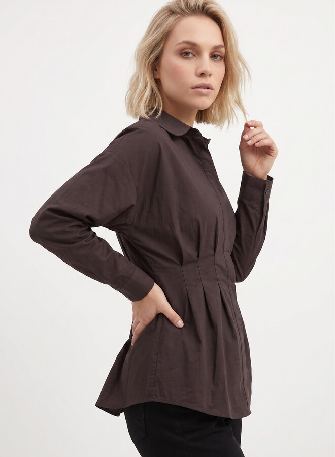 Popeline blouse chocolade