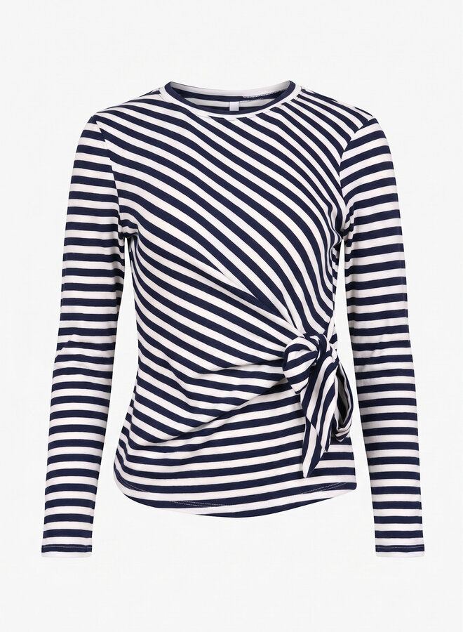 Gestreepte top met strik marine