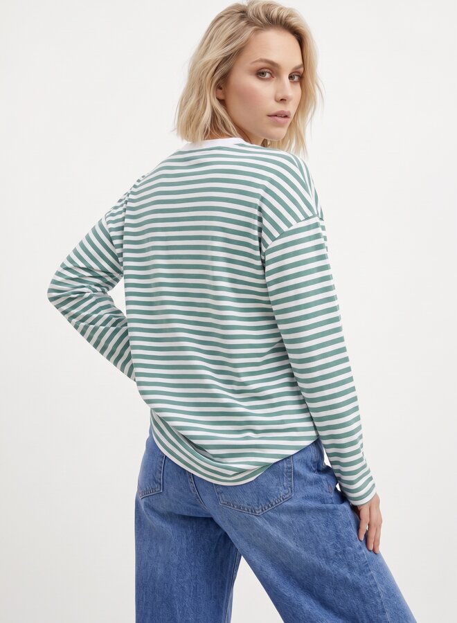 Longsleeve gestreept groen wit