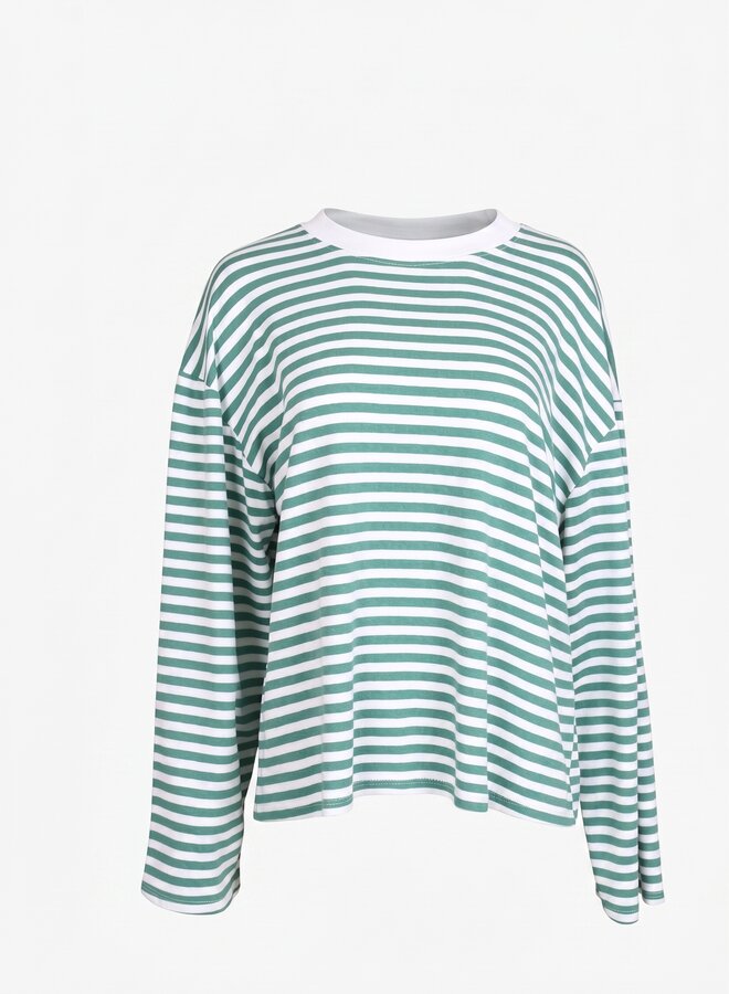 Longsleeve gestreept groen wit