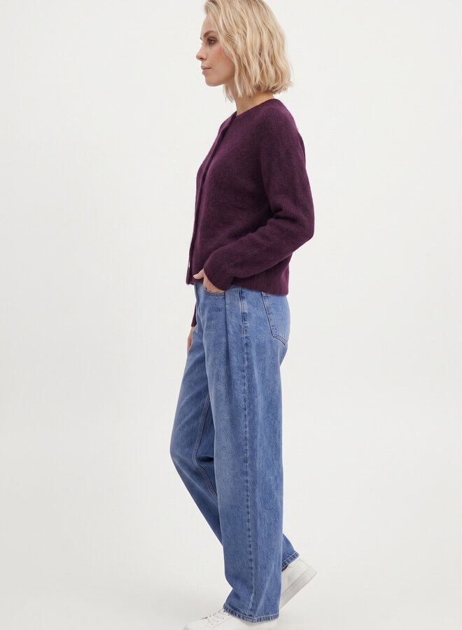 Gebreid vest met knopen July burgundy