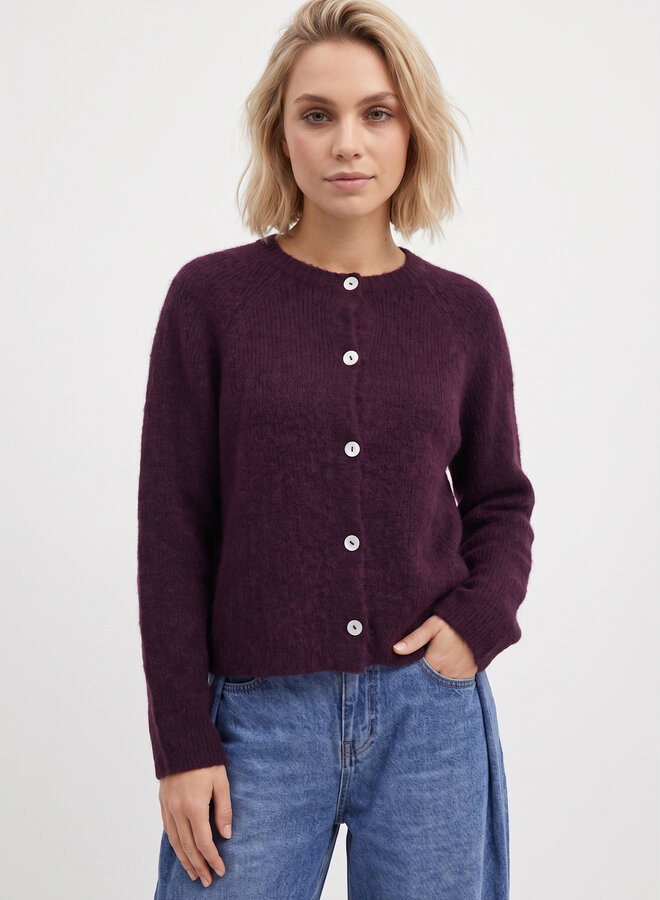 Gebreid vest met knopen July burgundy