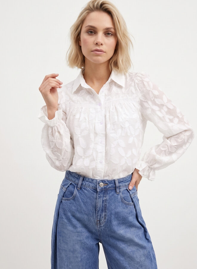 Blouse met patroon Gerda beige