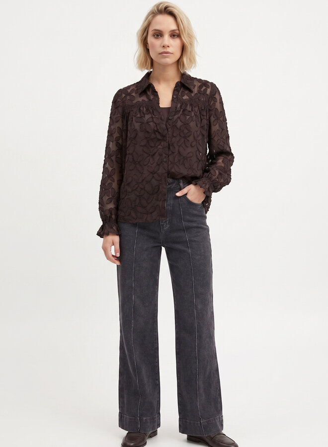 Blouse met patroon Gerda chocolade