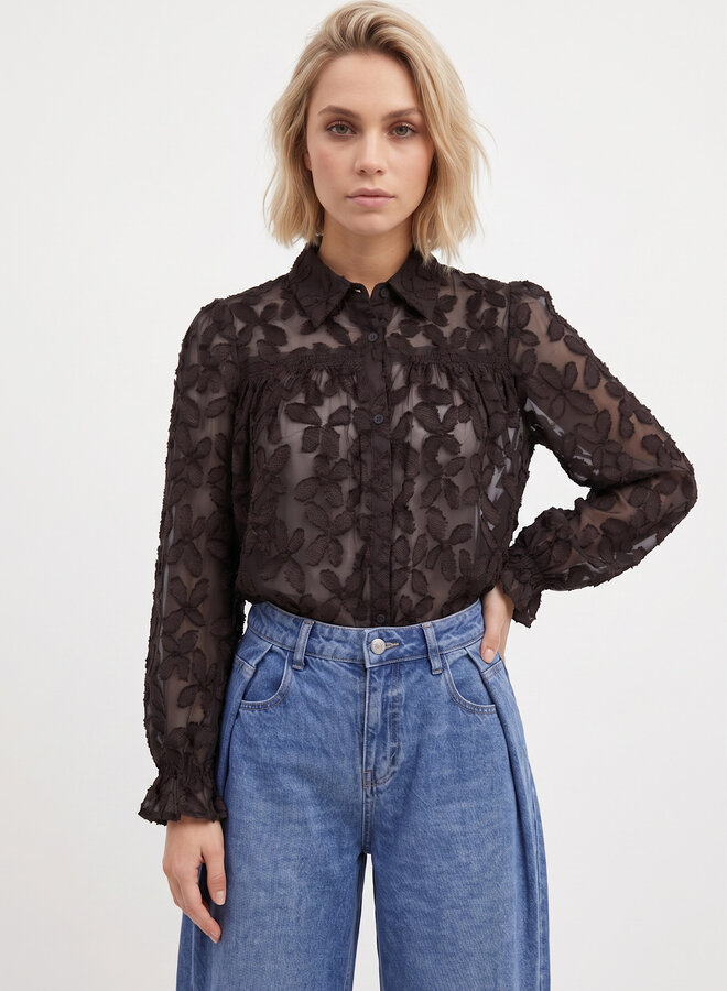 Blouse met patroon Gerda chocolade