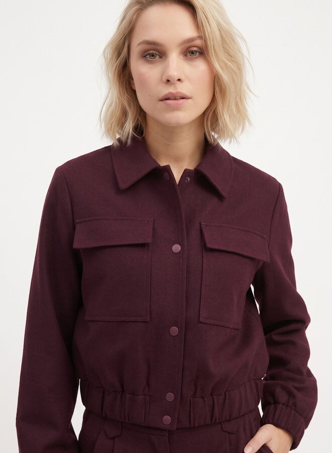 Jacket met drukknopen wijnrood