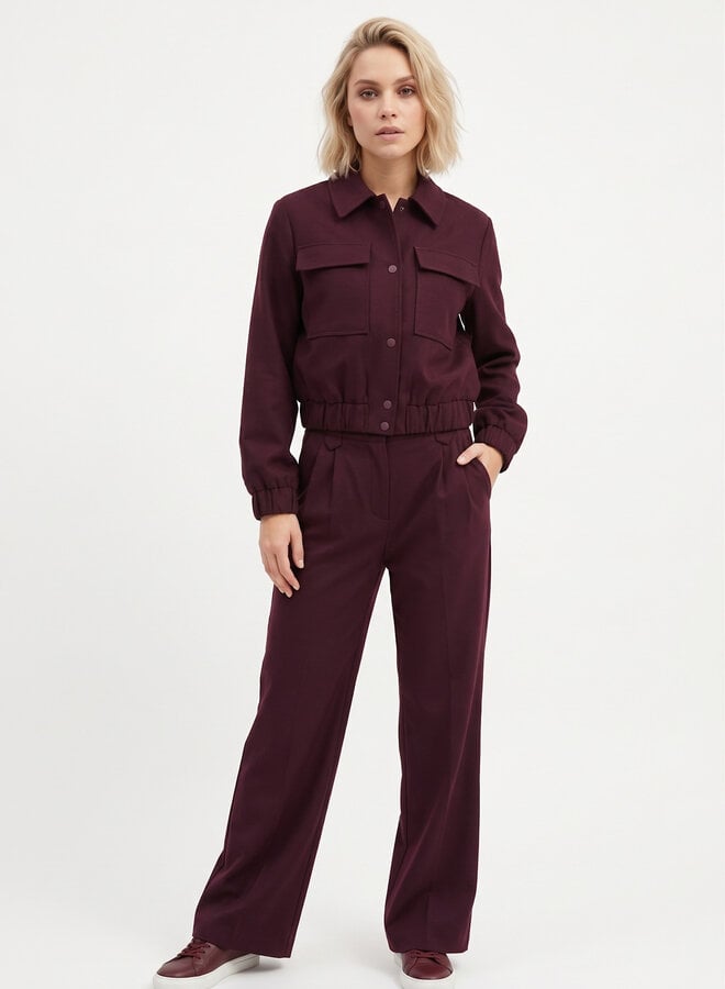 Pantalon wide leg wijnrood
