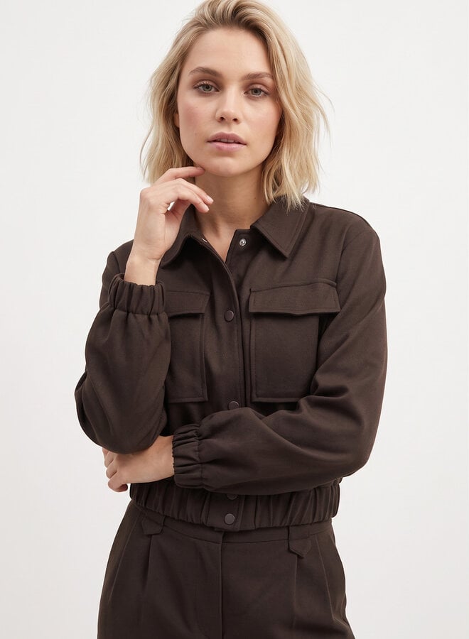 Jacket met drukknopen chocolade
