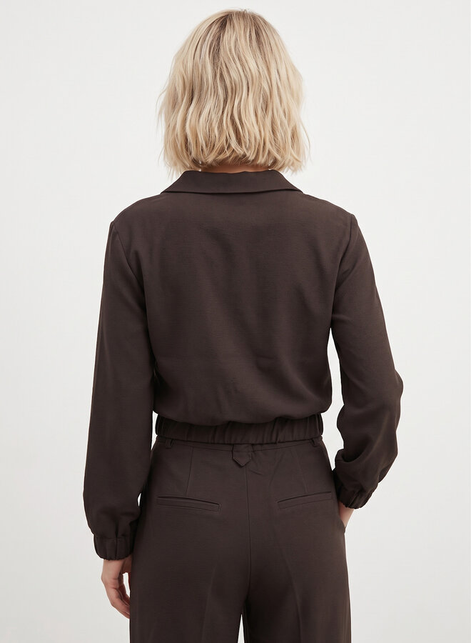 Jacket met drukknopen chocolade