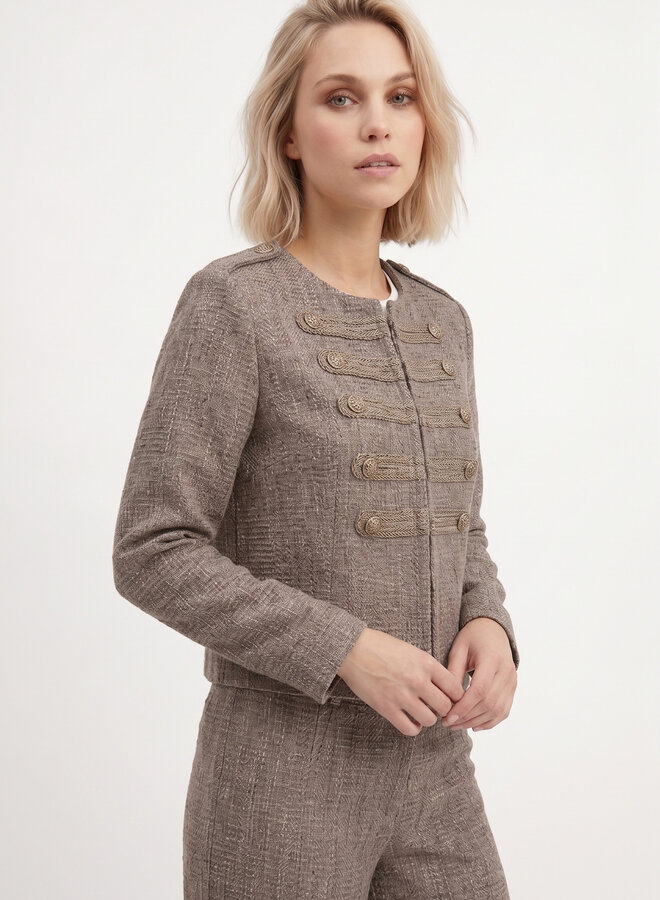 Tweed blazer met gouden knopen