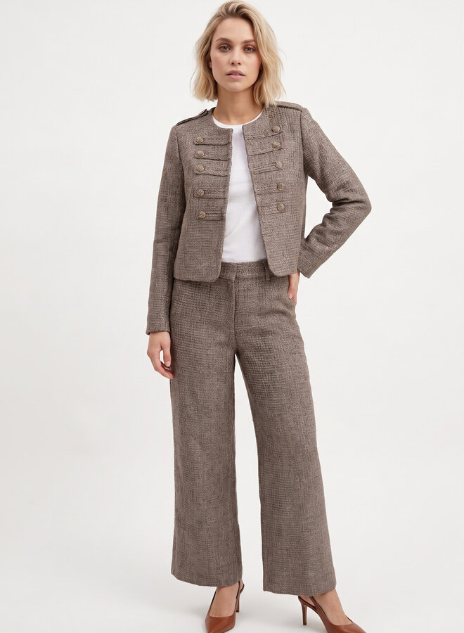 Tweed blazer met gouden knopen