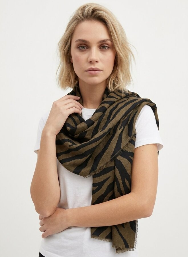 Fijne sjaal met zebraprint bruin