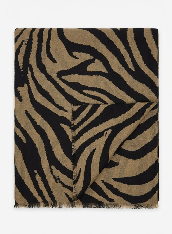 Fijne sjaal met zebraprint lichtbruin