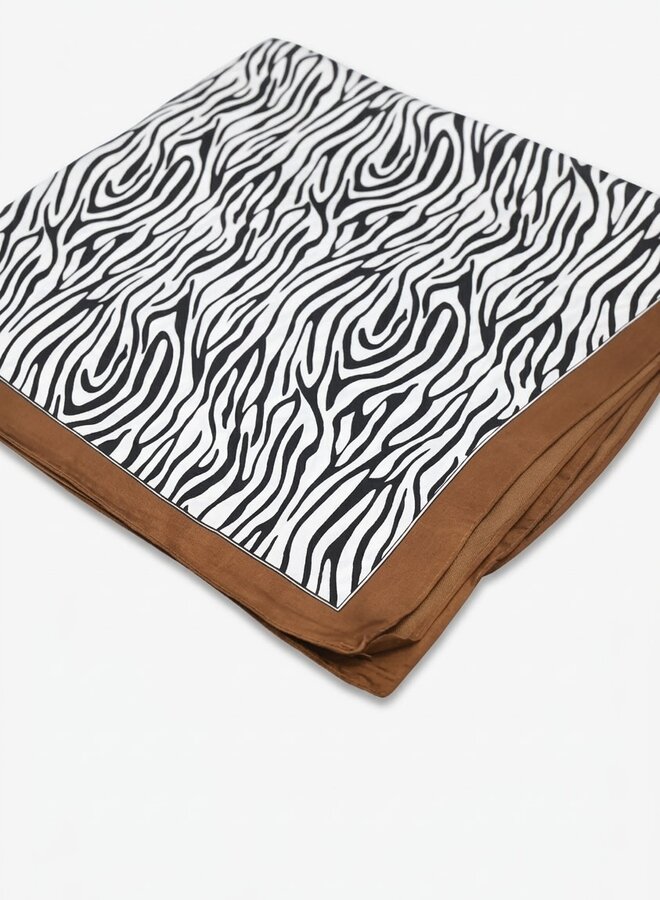Sjaaltje satijn zebra print bruin/zwart