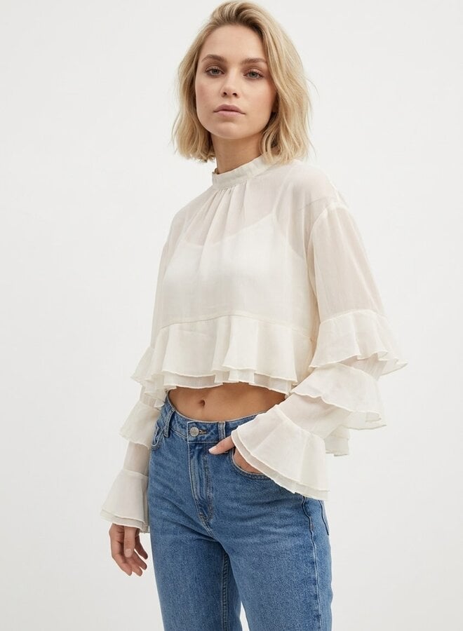 Ruffle blouse met trompetmouw