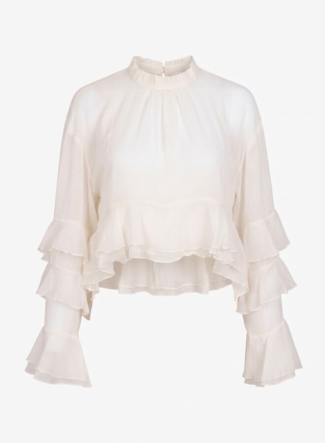 Ruffle blouse met trompetmouw