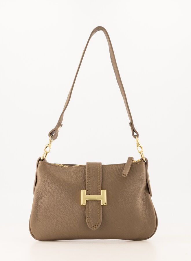 Leren tas Hermes dupe Barney taupe