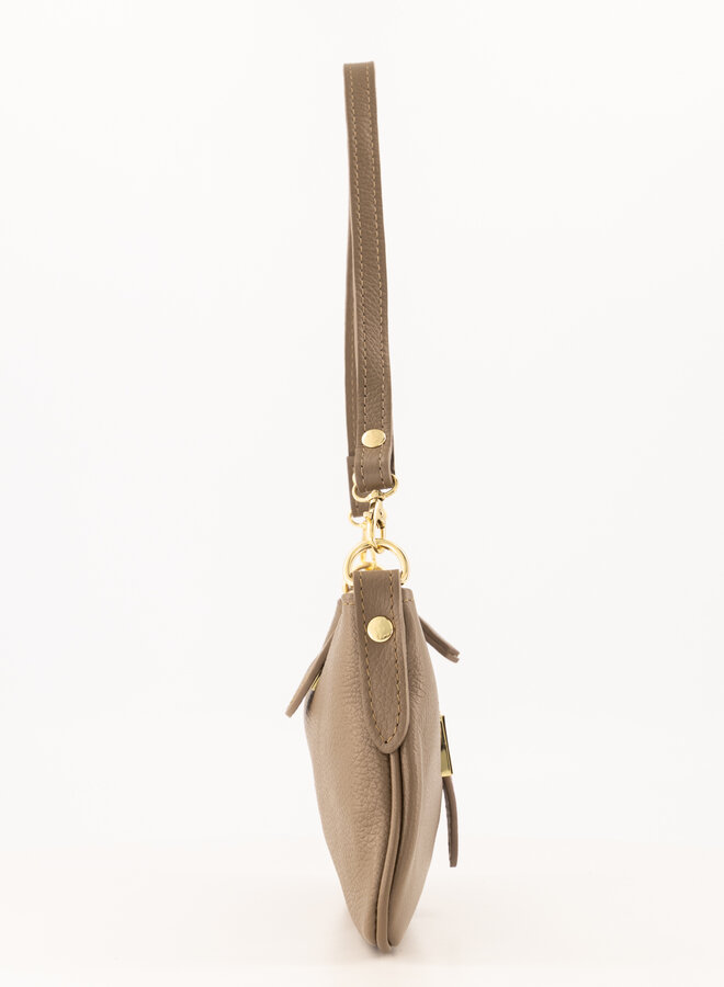 Leren tas Hermes dupe Barney taupe