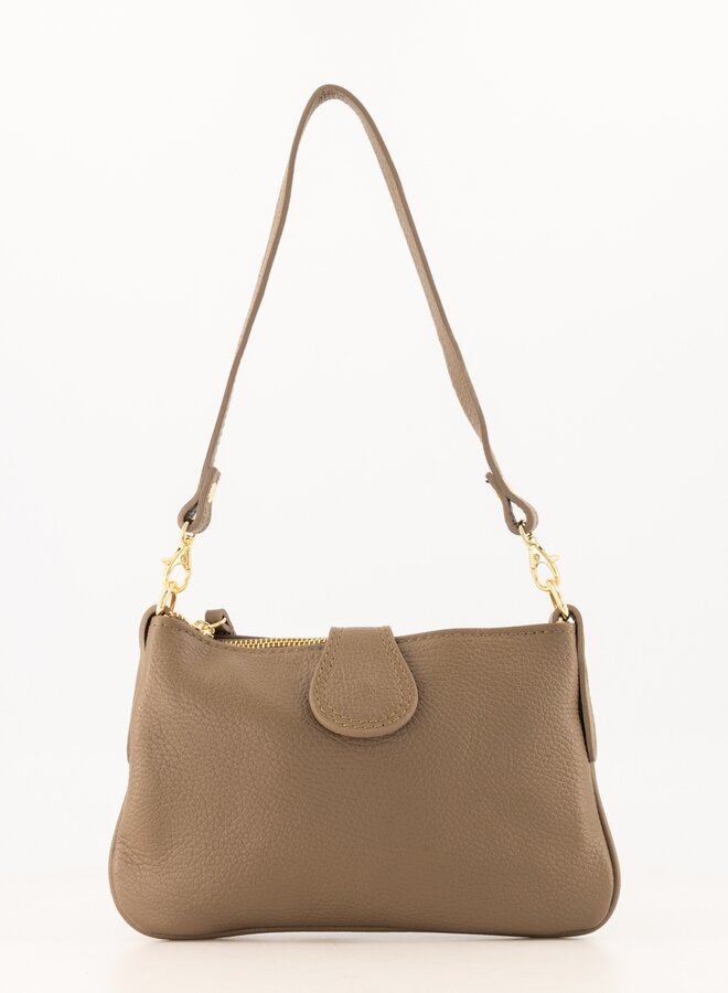 Leren tas Hermes dupe Barney taupe