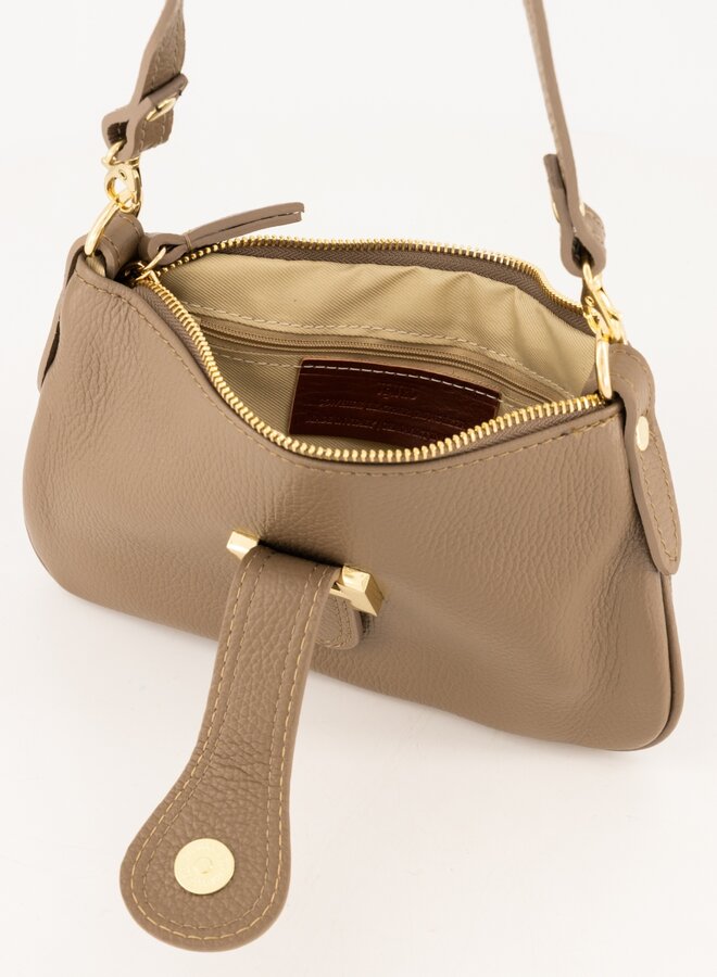 Leren tas Hermes dupe Barney taupe
