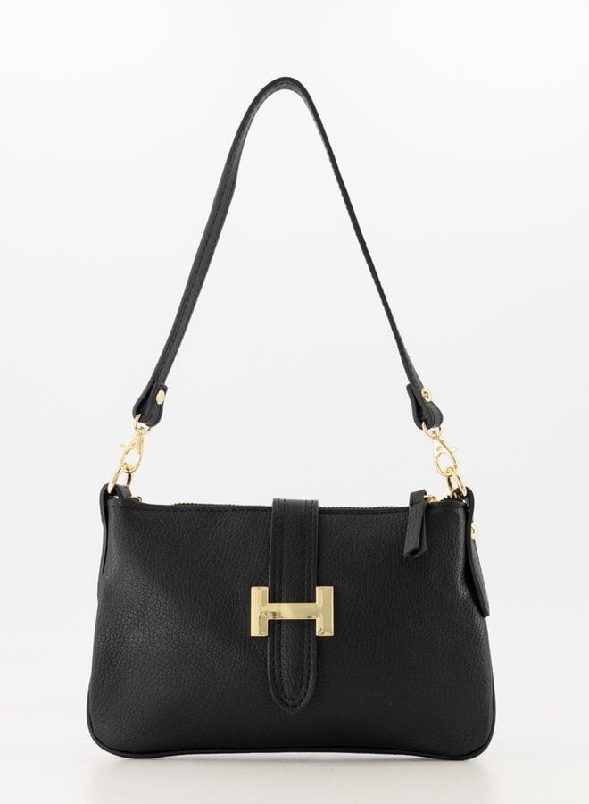 Leren tas Hermes dupe Barney zwart