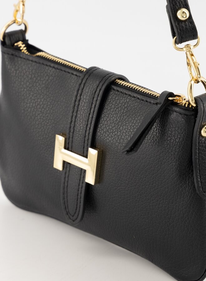 Leren tas Hermes dupe Barney zwart