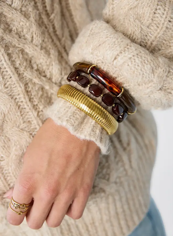 Grote kralen armband donkerbruin