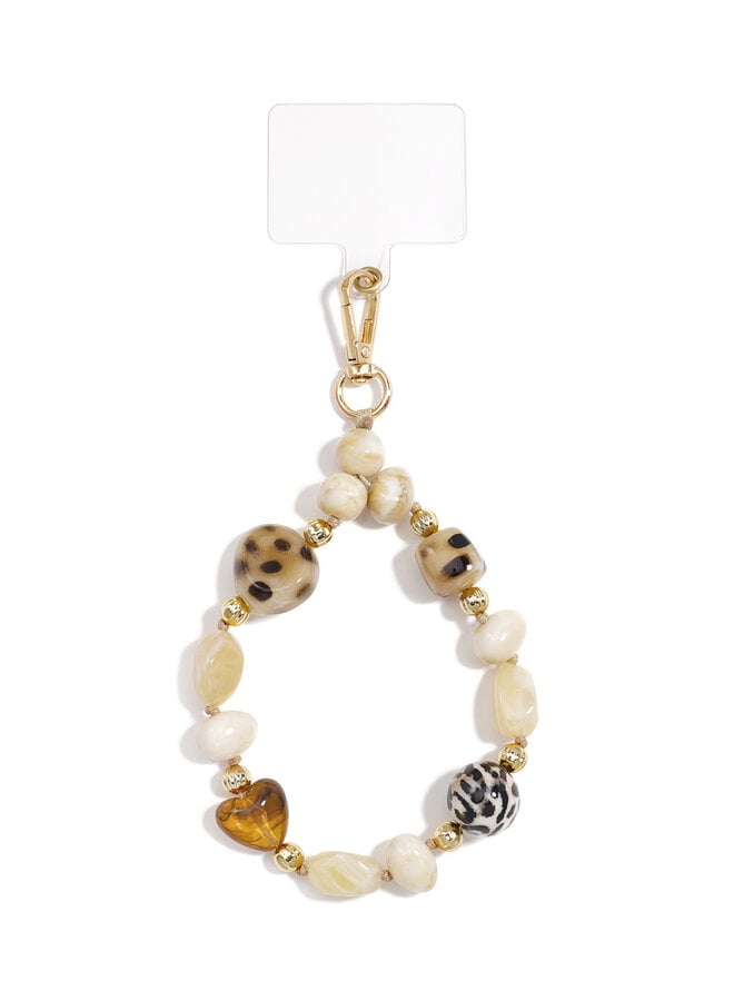 Telefoon koord stenen mix beige