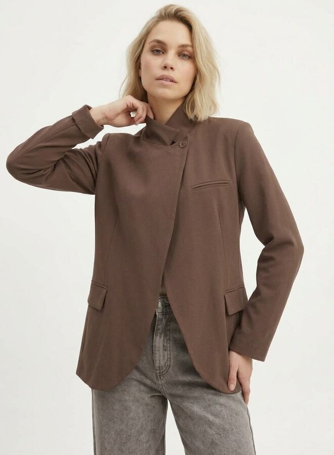 Moderne blazer Zora chocolade bruin