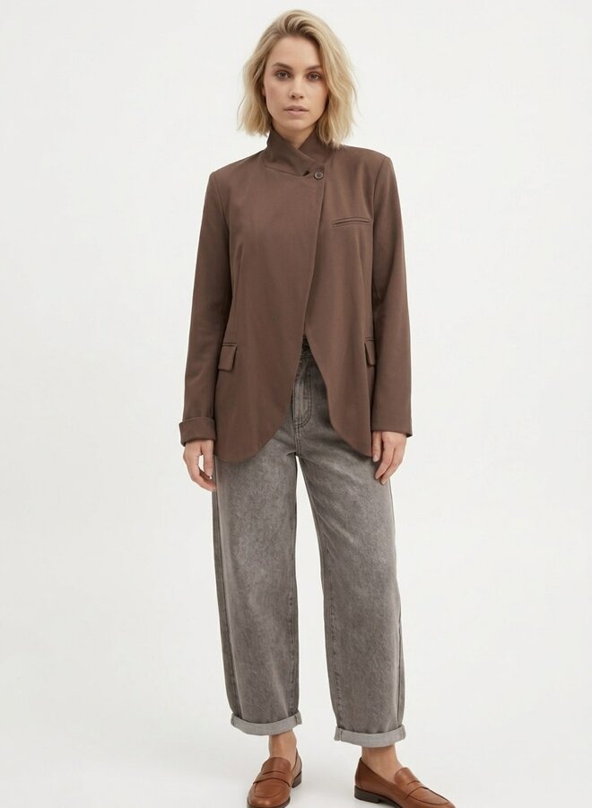 Moderne blazer Zora chocolade bruin