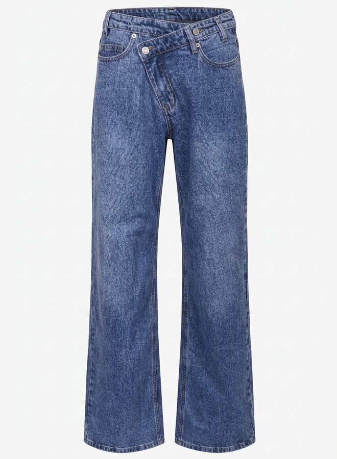 Straight leg crossover jeans blauw