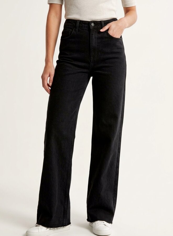 Wide leg jeans extra tall stretch zwart