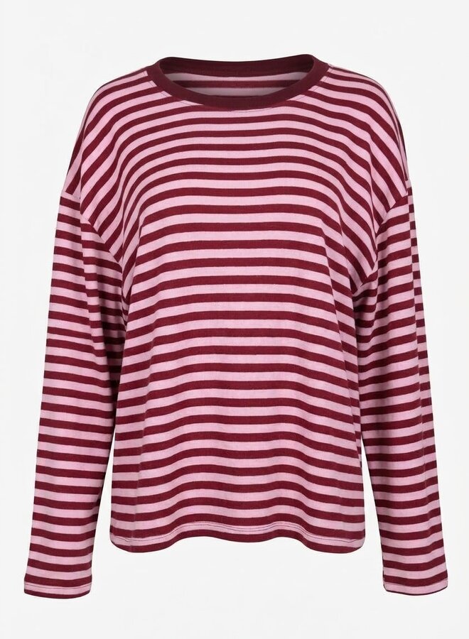 Longsleeve gestreept bordeaux rood