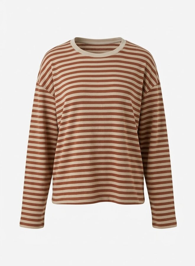Longsleeve gestreept bruin beige